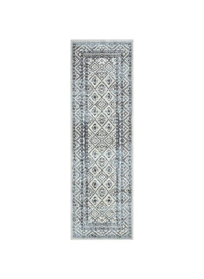 اشتري Everwash Treasure Cambria Southwest Geometric Machine Washable Runner Area Rug Beige Navy Blue 2'2"X7'2" في الامارات