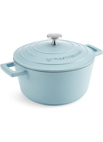 اشتري Small Casserole Dish With Lid 2.5L 20 Cm Lightweight Cast Aluminum Induction Hob And Oven Safe Sky Blue في السعودية