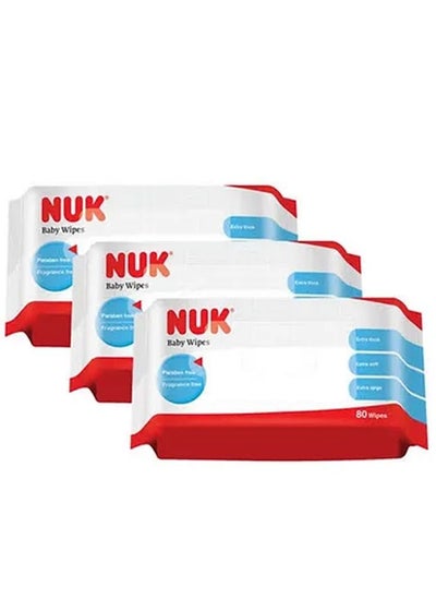 Buy NUK Baby Wipes Pack of 3 - 80 Pieces Each in UAE