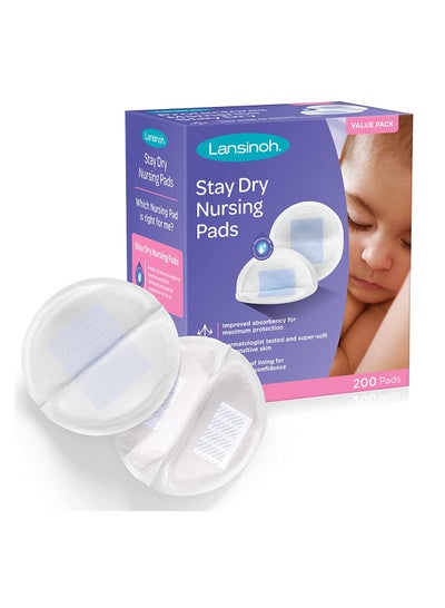 Buy Lansinoh Stay Dry Disposable Nursing Pads for Breastfeeding, 200 Count (Pack of 1) in Saudi Arabia