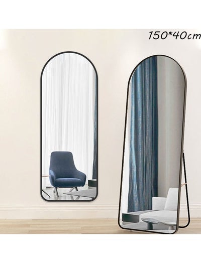 Buy Mirror Full Length 150cm-40cm Arched Aluminum alloy Large Standing Dressing Mirror Hanging Leaning Against Wall Mounted Mirror with Stand for Bedroom Locker Room Living Room Black in Saudi Arabia