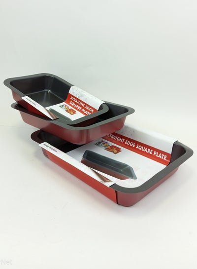 Buy Oven Baking Pan Mould Set Contains 3 Sizes Non Stick Baking Tray Ovenware in Saudi Arabia
