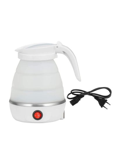 Buy Small Foldable Portable Electric Kettle Silicone Heating Water Boiler Tea Pot for Camping Easy for Storage with Separable Power Cord (White) in UAE
