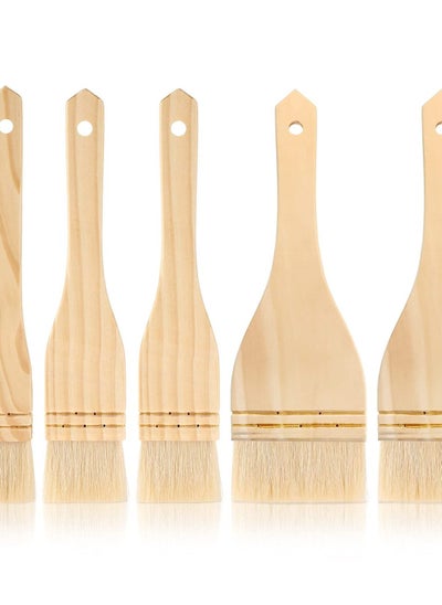 اشتري FlatBrushes Set, Sheep Hair Bristles, Ideal for Watercolor, Ceramic, Pottery Painting, 1 Inch, 2 Inch, 3 Inch - Pack of 6 في السعودية