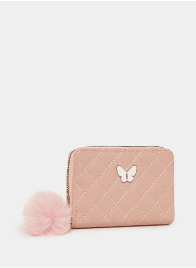 Buy Butterfly Accent Wallet with Pompom Detail in Saudi Arabia