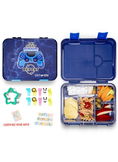 Buy 5/4 Convertible Bento Lunch Box With Sandwich Cutter Set Eat Sleep Game in UAE