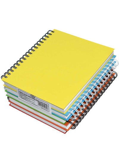 Buy FIS Pack of 5 Spiral Hard Cover Notebook 9X7 Inches (22.86 X 20.32 CM) Single Line, With Border, 200 Sheets-Assorted Colour - FSNBS97N200ASST in UAE