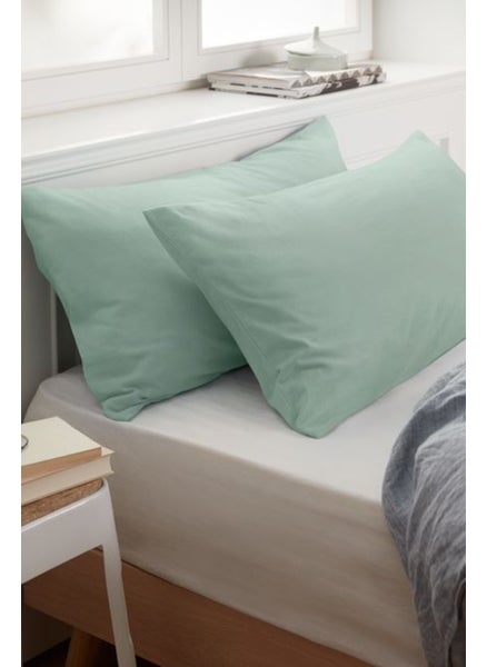 اشتري 2 Pieces Plain Jersey Pillow Case 40 x 80 cm, Green في الامارات