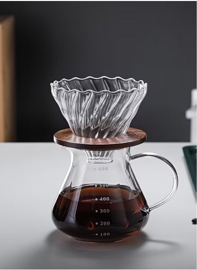 Buy Manual V60 Hand Drip Coffee Maker 600ml Set Pack Of 2 in Saudi Arabia