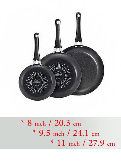 Buy 3 Pc nonstick Saute Pans Teflon Platinum  PFOA Free Oven & Dishwasher Safe | Skillets in UAE