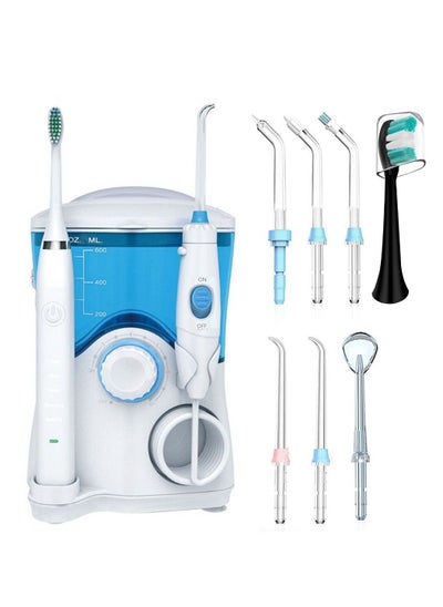 Buy Oral Irrigator Dental Water Flosser With Electric Toothbrush Set 600ML Water Tank in UAE