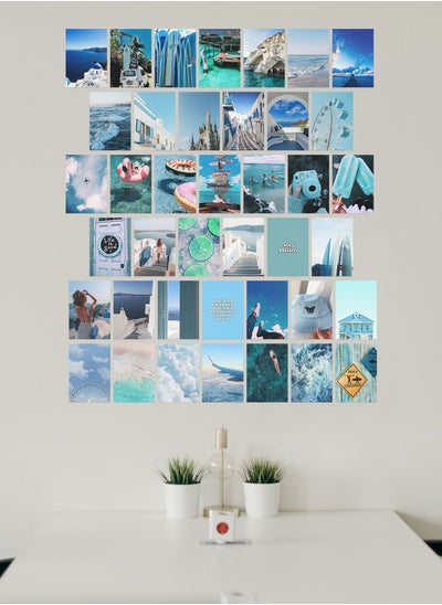 Buy Posters Wall Collage Kit, Album Cover, 40 Pieces Cardstock Thick Paper Posters, Blue Art for Home, Room, Office, Decor 14.8x20cm in Saudi Arabia