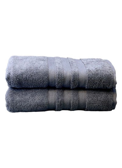 Buy Zero Twist 2 Piece Fluffy Bath Towel Set - Fast Absorbent and Quick Dry Bath Towels Grey in Saudi Arabia