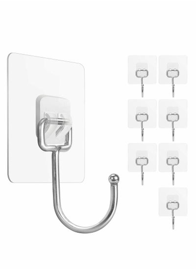 اشتري 8 Pcs Waterproof And Rustproof Wall Hooks For Hanging Heavy Duty For Kitchen Bathroom Home And Office في السعودية