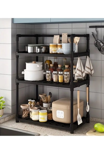 Buy 3-Tier Storage Shelf Organizer for Kitchen Bathroom Shelves Garage Home Pantry Closet Office Multi Rack Stand Units with Hooks and Handle for Jar and Bottles in UAE