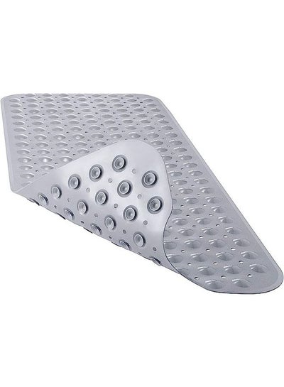 Buy Bath Tub Shower Mat 40 x 16 Inch Non-Slip and Extra Large, Bathtub Mat with Suction Cups, Machine Washable Bathroom Mats with Drain Holes, Grey in Saudi Arabia