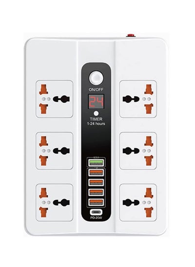 Buy Tycom Power Strip Surge Protector with USB - Extension Cord Flat Plug with Widely 6 AC Outlet and 5 USB 1 PD, LED Small Desktop Station with 6 ft Power Cord, Compact Socket in UAE