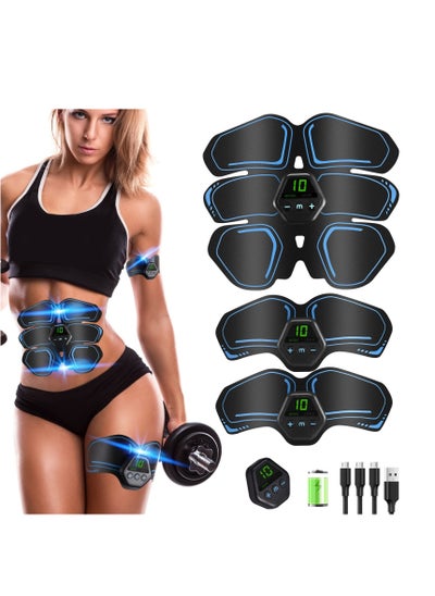 Buy ABS and EMS Muscle Stimulator Ab Trainer with 10 Modes 20 Levels USB Rechargeable LCD Screen Portable Muscle Trainer Abdominal Toning Belt Muscle Trainer for Abdominal Arm Leg Fitness Workouts in UAE