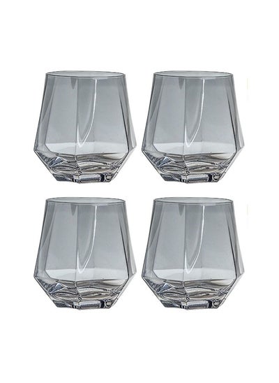 Buy Crystal Hexagon Set: 4-Piece Low Glass Water Cup Collection – Elegant, Sleek, and Clear in UAE