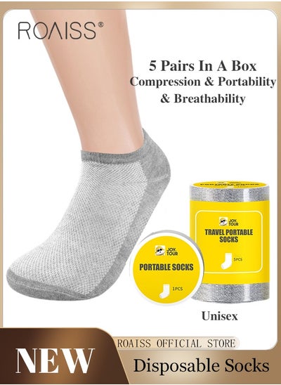 Buy 5 Pairs Disposable Compressed Socks for Women and Men Portable Throwaway Cotton Short Socks Sweat Absorbent and Breathable Ankle Sock for Sports Business or Travel in UAE