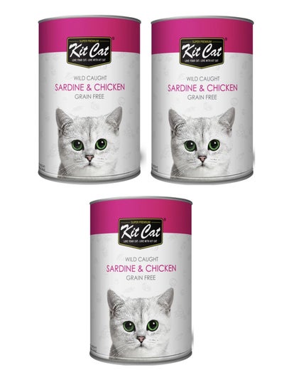 Buy 3Pc Wild Caught Sardine And Chicken Cat Wet Food 400G in UAE