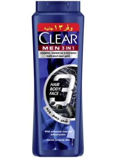 Buy CLEAR Men's 3 In 1 For Hair Body & Face Shampoo,Shower Gel&Face Wash - 550 ml in Egypt