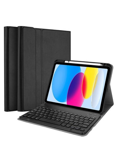 Buy Lightweight Smart Cover with Magnetically Detachable Wireless Keyboard for iPad 2022 (10th Gen) 10.9 inch Black in UAE