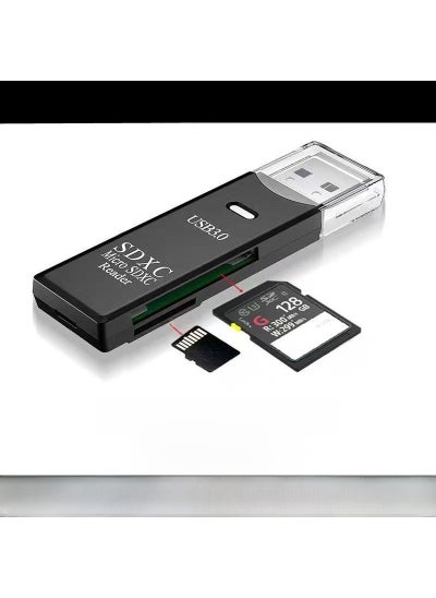 اشتري High-Speed USB3.0 Dual Card Reader for Tablets  Cameras Piano Black-USB3.0 Card Reader في السعودية