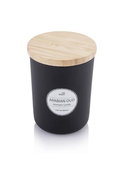 اشتري Premium scented candles for home, Oud Scented Candles Gift set in glass jar with Bamboo Lid bath body works gift set for women (Black) في الامارات