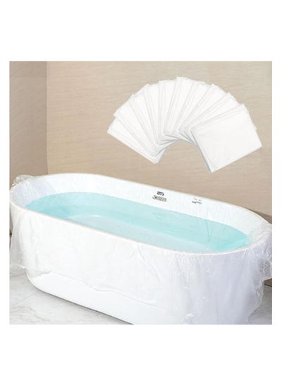 اشتري 10 PCS Disposable Bathtub Cover Liner for Tub,Plastic Tub Liner Bath Bags for Solon Hotel Travel Bath في السعودية