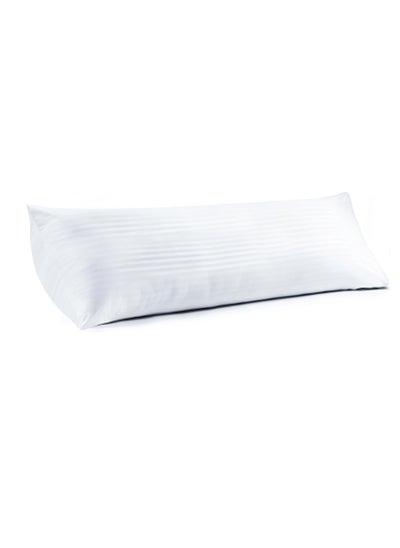 Buy Striped Cotton Body Pillow with Removable Cover White 140x50cm Made in Uae in UAE