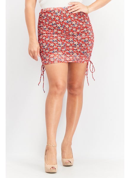 اشتري Women Allover Print Mini Skirt, Red Combo في الامارات