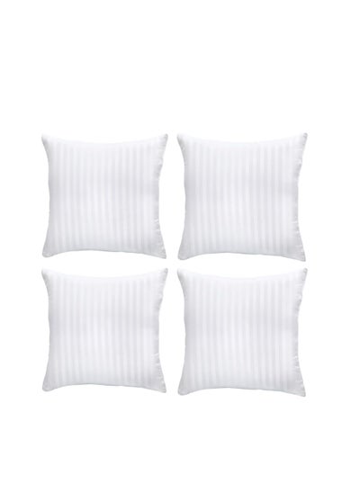 Buy 4-Piece Stripe Hotel Pillows Cotton White 45x45cm in Saudi Arabia