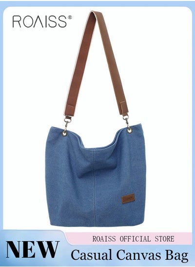 Buy Large-Capacity Canvas Bag for Women Can Be Used As A Cross-Body Bag Fashionable and Versatile Retro Casual Tote Bag in UAE