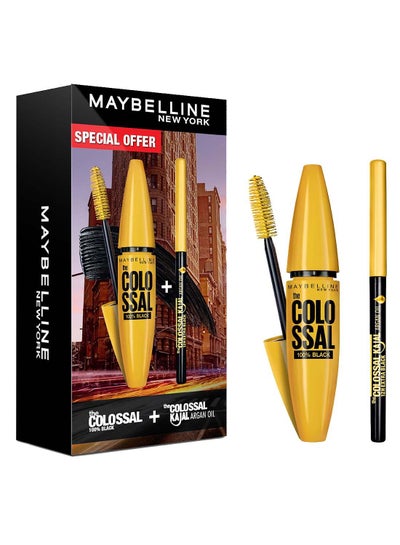 Buy Maybelline New York 2 piece set: Colossal 100% Black Mascara + Kajal Argan Oil Khol Eyeliner in UAE