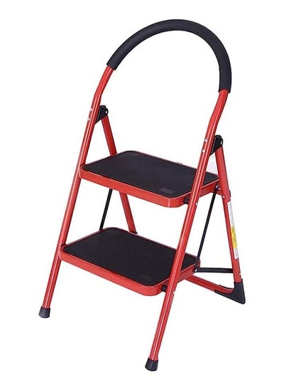 اشتري TAMTEK 2 Step Ladder Folding Heavy Duty Steel Ladder 150kg Capacity (90x47x49cm), Rubber Pad Multi-Purpose Portable Ladder for Home, Kitchen, Garden, Office, Warehouse في الامارات