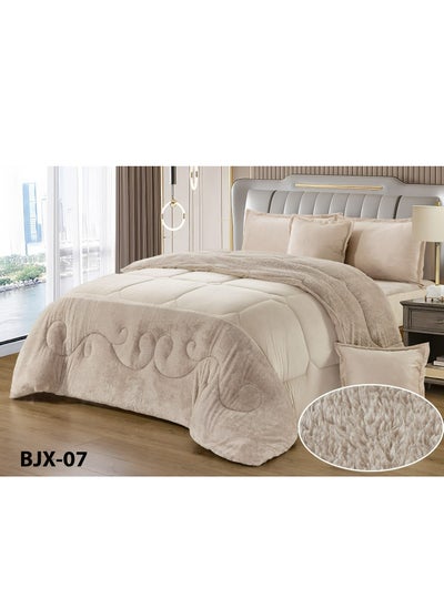 Buy Royal Comforter Set Luxury Winter Bed Cover One and a half  4 Piece System Two Sided Fur And Soft Velvet 170x220cm in Saudi Arabia