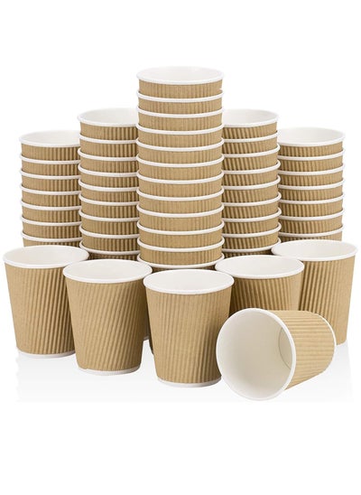 Buy 8 OZ Disposable Corrugated Paper Cups For Hot Coffee Suitable For Hot And Cold Drinks 25 Pieces in Saudi Arabia