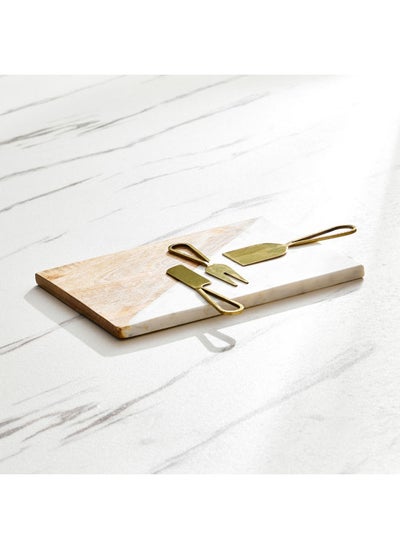 Buy Blanca Marble Cheese Knife Set With Serving Board in UAE