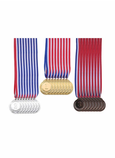 Buy 18 Pack Gold Silver Bronze Award Medals - 2.5 Inch with Neck Ribbon Olympic Style Winner for Sports, Competitions, Party in UAE