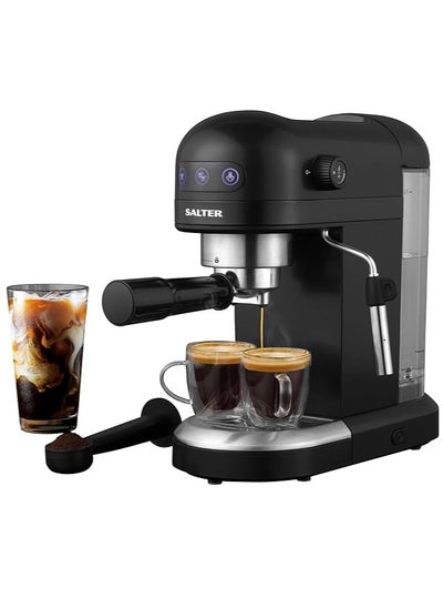 Buy Salter Professional EK5240BO Coffee Machine BPA-Free Milk Frothing Wand 1.4 L For Ground Coffee Single and Double Function Touch Panel 15 Bar Italian Pressure Latte Cappuccino Black in UAE