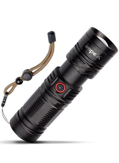 Buy Rechargeable Flashlight | 20W Laser LED | Aircraft Non-Corrosive Aluminum Body | 6600mAh Li-ion Battery | Built-In Power Bank | Type-C | 2 Modes | Adjustable Focus | 1000m Range | 800-1000 Lumens in UAE