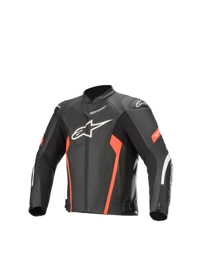 Buy Alpinestars Faster V2 Airflow Leather Jacket Black/White/Red Fluo - 50 in UAE