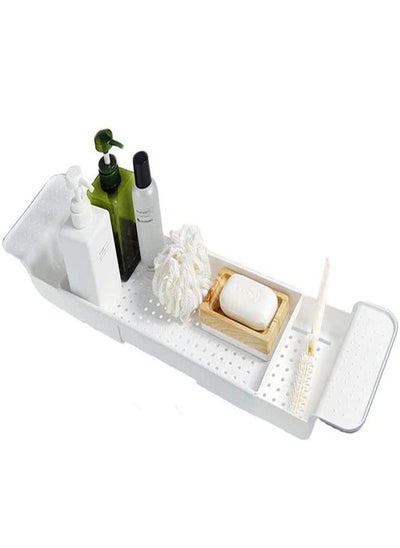 Buy Bathroom Bathtub Caddy Tray Organizer Perfectly Hold Book Soap Phone Expandable Size Fits Most Tubs in UAE