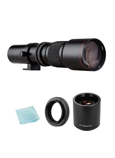 اشتري Camera Super Telephoto Lens 500mm F/8.0-32 Manual Zoom T-Mount  + 2X 500mm Teleconverter Lens + T2-EOS Adapter Ring Replacement في الامارات