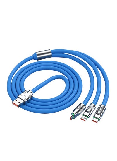 Buy Hight Current 3 in 1 Fast Charger Cord Multi Function Charging Cable120W,   Suit for Apple Huawei Honor max zinc alloy 3-in-1 data cable fast charging cable   (Blue,1.2meter) in Saudi Arabia