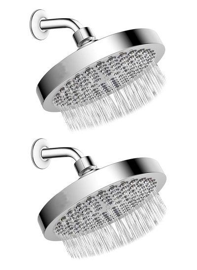 Buy 2 Packs Premium High-Pressure Rain Shower Head with Modern Chrome and Anti-Clogging Silicone Nozzles in UAE