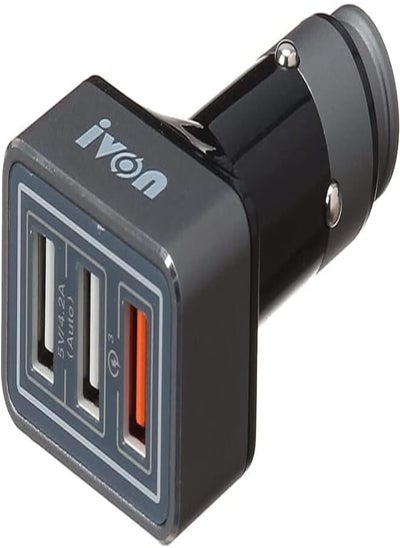 اشتري Ivon kx2150 Car Charger with 3 USB Ports for Samsung Phone, 4.2A - Gray and Black في مصر