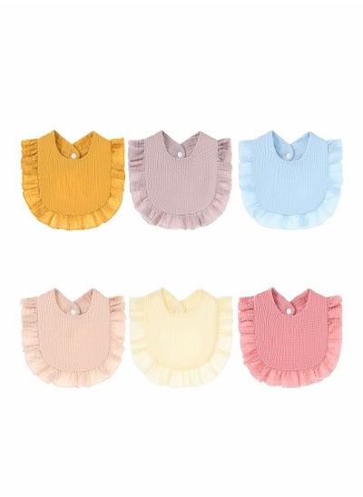 Buy 6 Pack Muslin Baby Bibs Multi-color 4 Layer Organic Cotton Super Soft Absorbent for Boys Girls Newborn 0-2 Years Old in Saudi Arabia