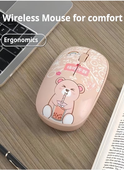 اشتري Wireless Mouse, Bluetooth 5.0 Silent Mouse,Cartoon Pink Bear for girl and student,Intelligent Energy saving Mouse في الامارات